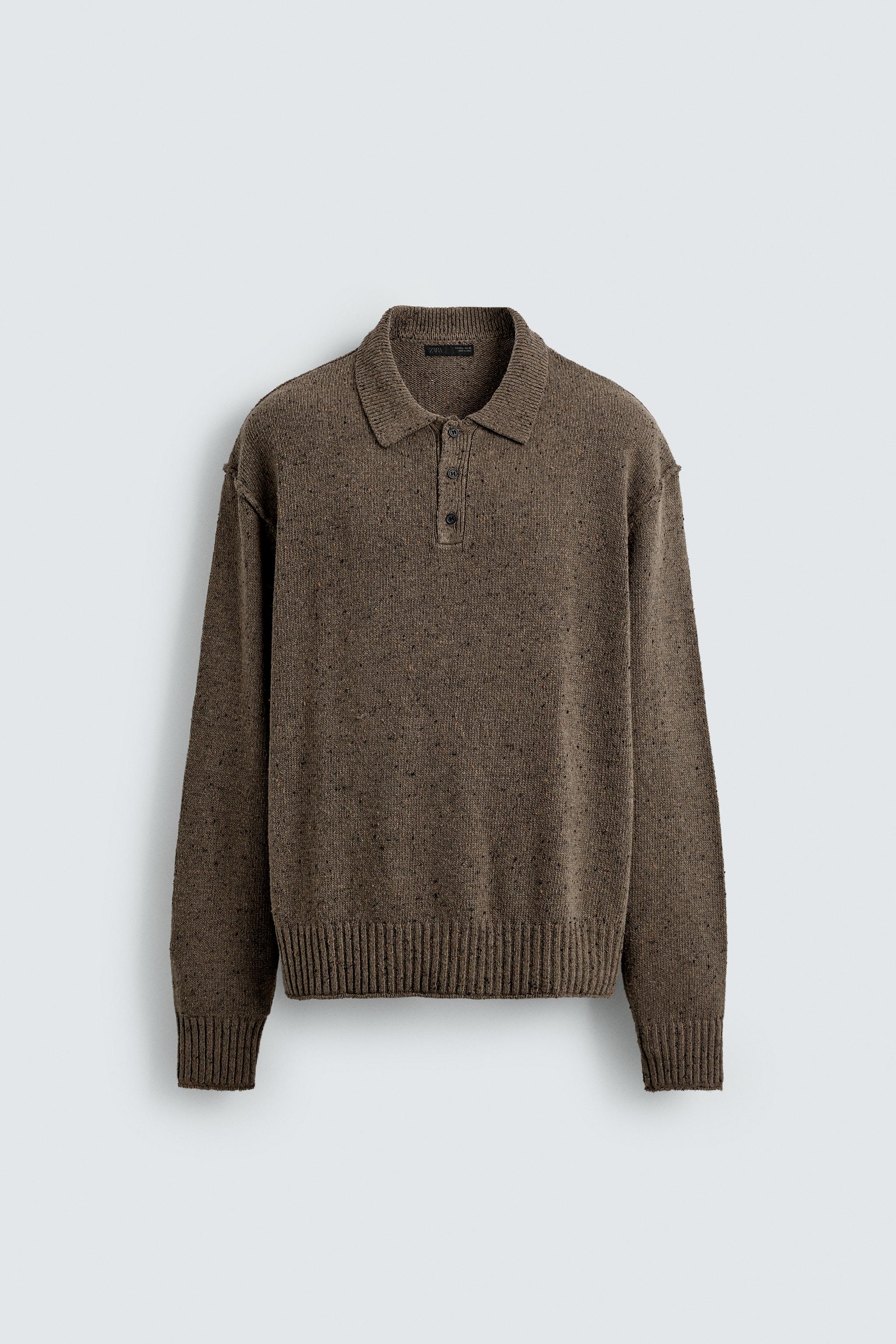 TEXTURED KNIT POLO SHIRT - Brown | ZARA South Africa