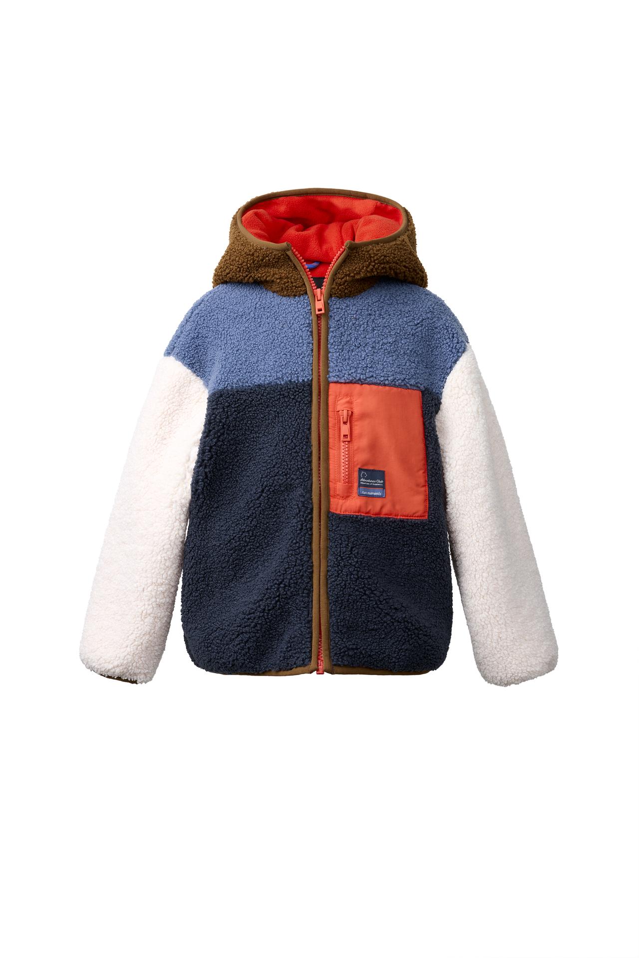 COLOUR BLOCK FAUX SHEARLING JACKET