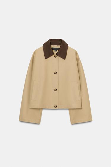 SHORT TRENCH COAT WITH CONTRAST COLLAR - camel by Zara - Image 6