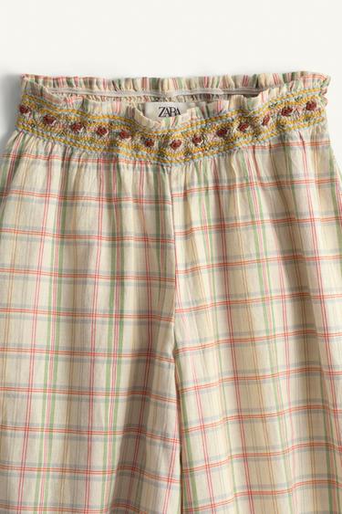LIMITED EDITION EMBROIDERED FLORAL CHECK SAROUEL TROUSERS - Multicoloured by Zara - Image 6