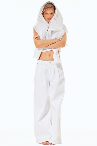 Z1975 MID WAIST JEANS MED WIDE LEG - Hvid fra Zara