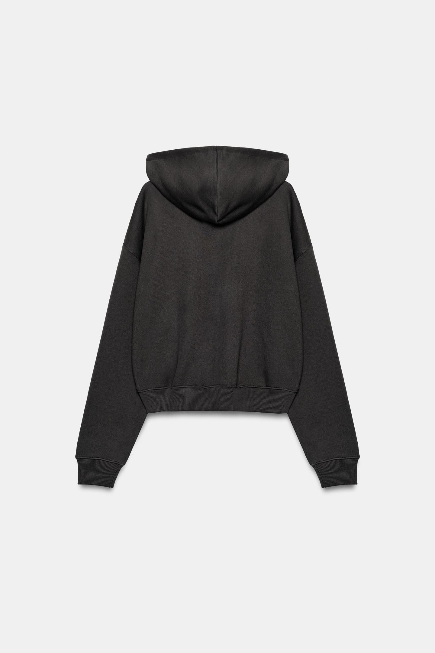 Женское худи Zara Zip-Up, цвет: Антрацитовый серый — фото 6