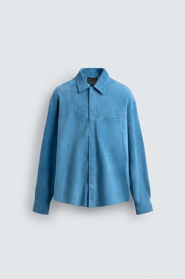 CAMISA AMPLA REGULAR FIT DE SUEDE - Azul da Zara