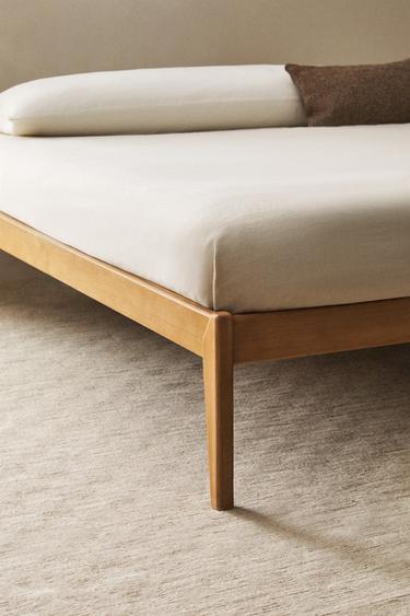 OAK BED FRAME — Light beige 1