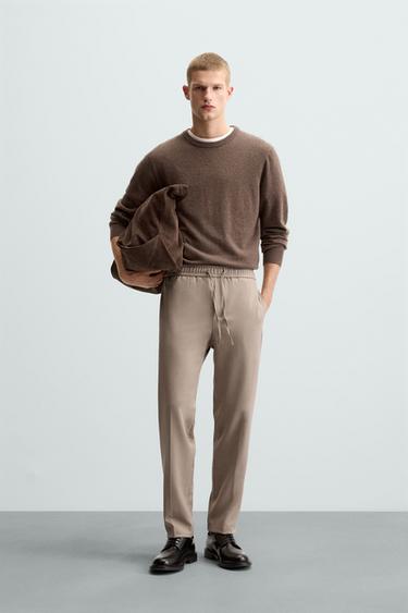 CALÇA DE CINTURA JOGGER CONFORT - Torrado-escuro da Zara - Imagem 0