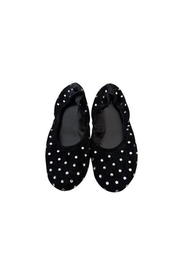 BLACK JEWELED FLATS