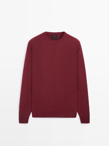 Pull en maille 100 % laine - Rouge moyen de Zara