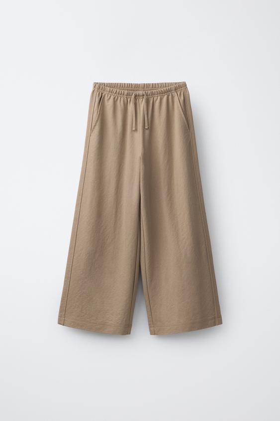 PANTALÓN WIDE LEG PIJAMERO - Camel claro de Zara - Imagen 0