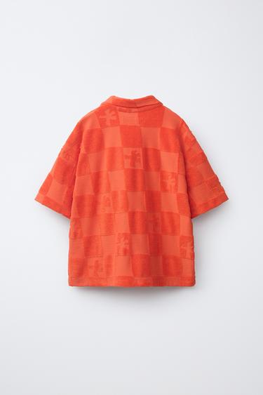 POLO EFFET ÉPONGE LOGO - Orange de Zara - Image 1