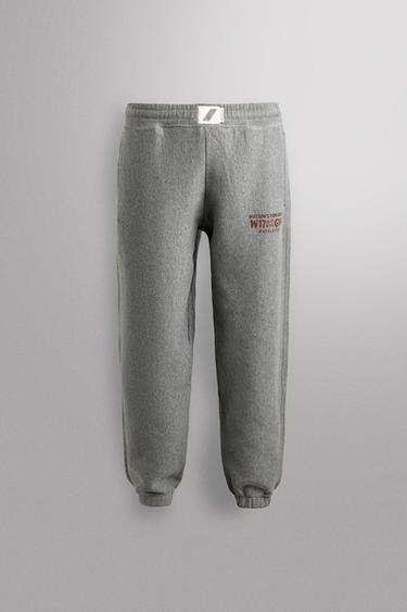 PRINTED TEXT JOGGING TROUSERS - Grey marl by Zara