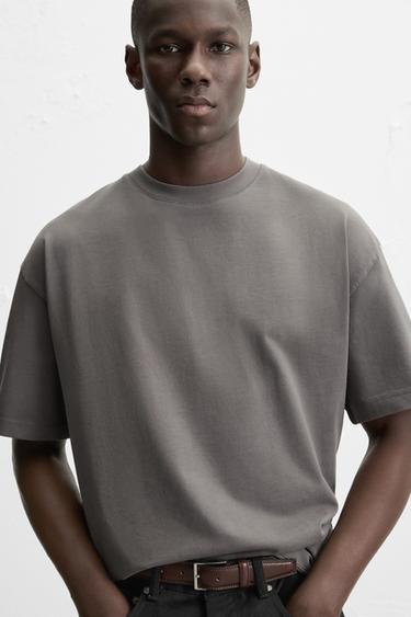 BASIC HEAVYWEIGHT T-SHIRT - Anthracite grey by Zara - Image 4