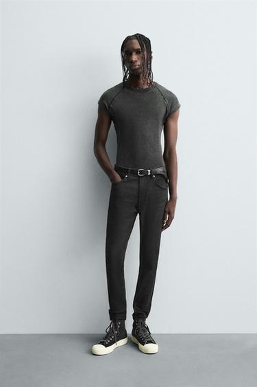CROPPED SKINNY FIT JEANS - Black by Zara