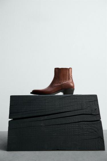LIMITED EDITION COWBOY LEATHER BOOTS - Brown by Zara - Image 3