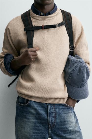 PULL STRUCTURÉ EN COTON - Marron clair de Zara - Image 4