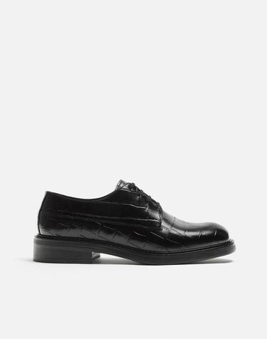 EMBOSSED LEATHER SHOES - Black by Zara