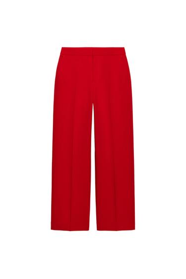 PANTALÓN RECTO TIRO ALTO - Rojo de Zara