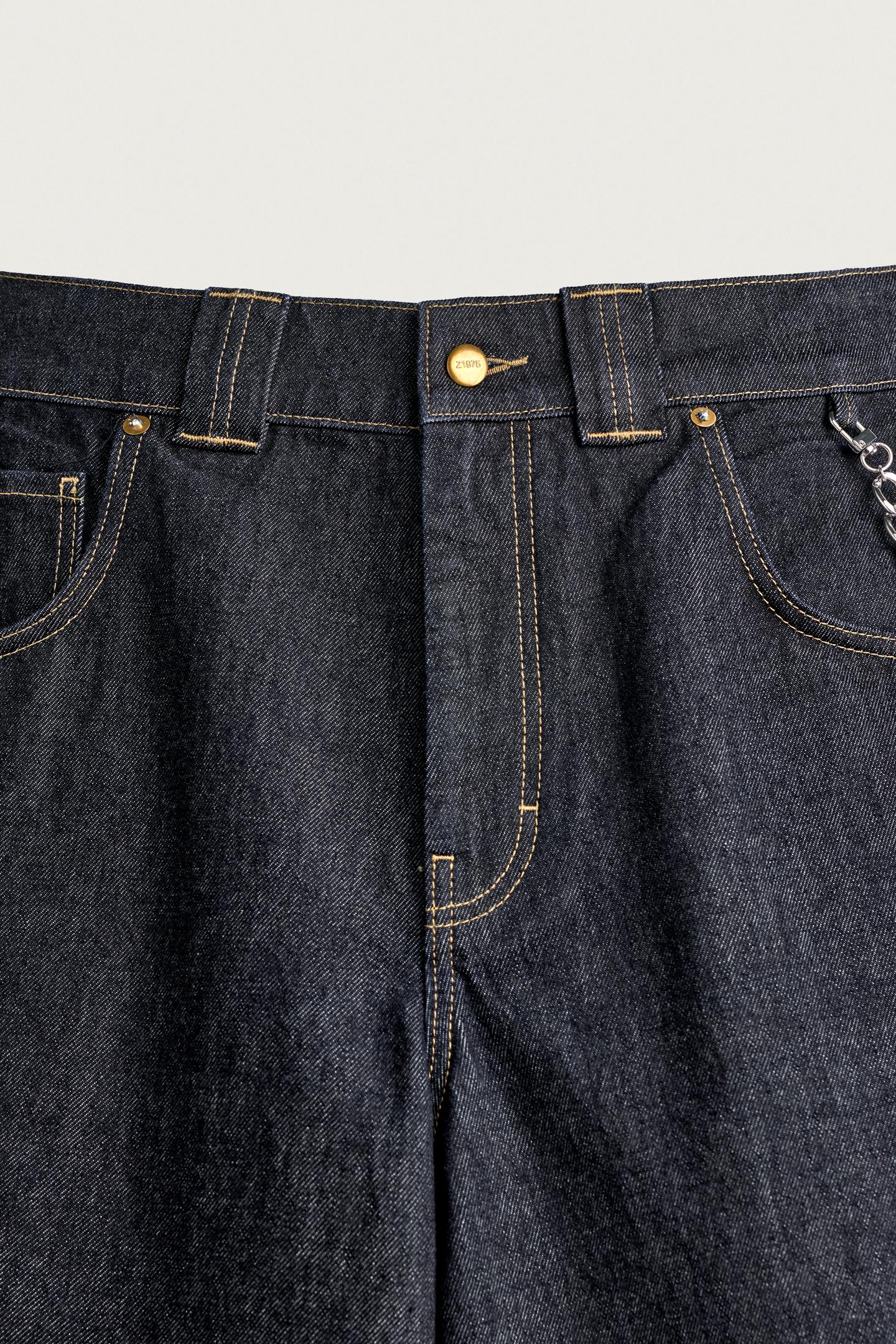 Мужские шорты Zara Chain Detail Relaxed Denim Jorts, цвет: Синий — фото 8
