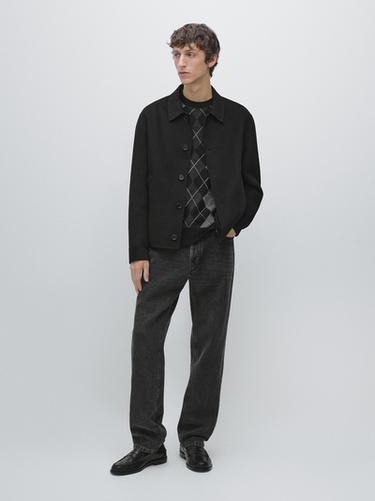 Surchemise courte en laine mélangée - Noir de Zara - Image 0