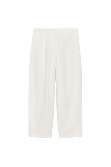 Zara ZW COLLECTION LINEN BLEND PANTS - Oyster-white