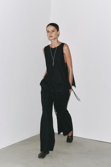 TOP MIT LEINEN ZW COLLECTION - Schwarz von Zara - Bild 0