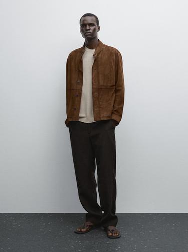 Chaqueta piel ante - Beige de Zara - Imagen 0