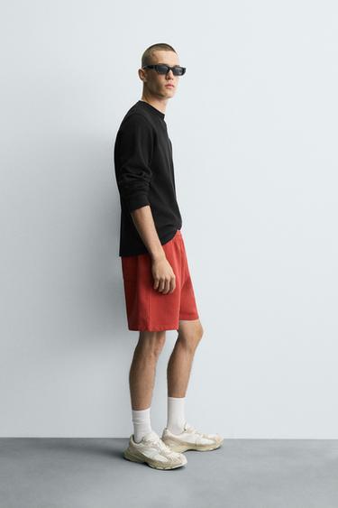 WASHED JOGGER BERMUDA SHORTS - Red by Zara - Image 3