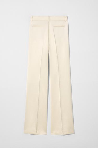 FLARED LINEN BLEND TROUSERS KATE MOSS X ZARA - White / Pink by Zara - Image 1