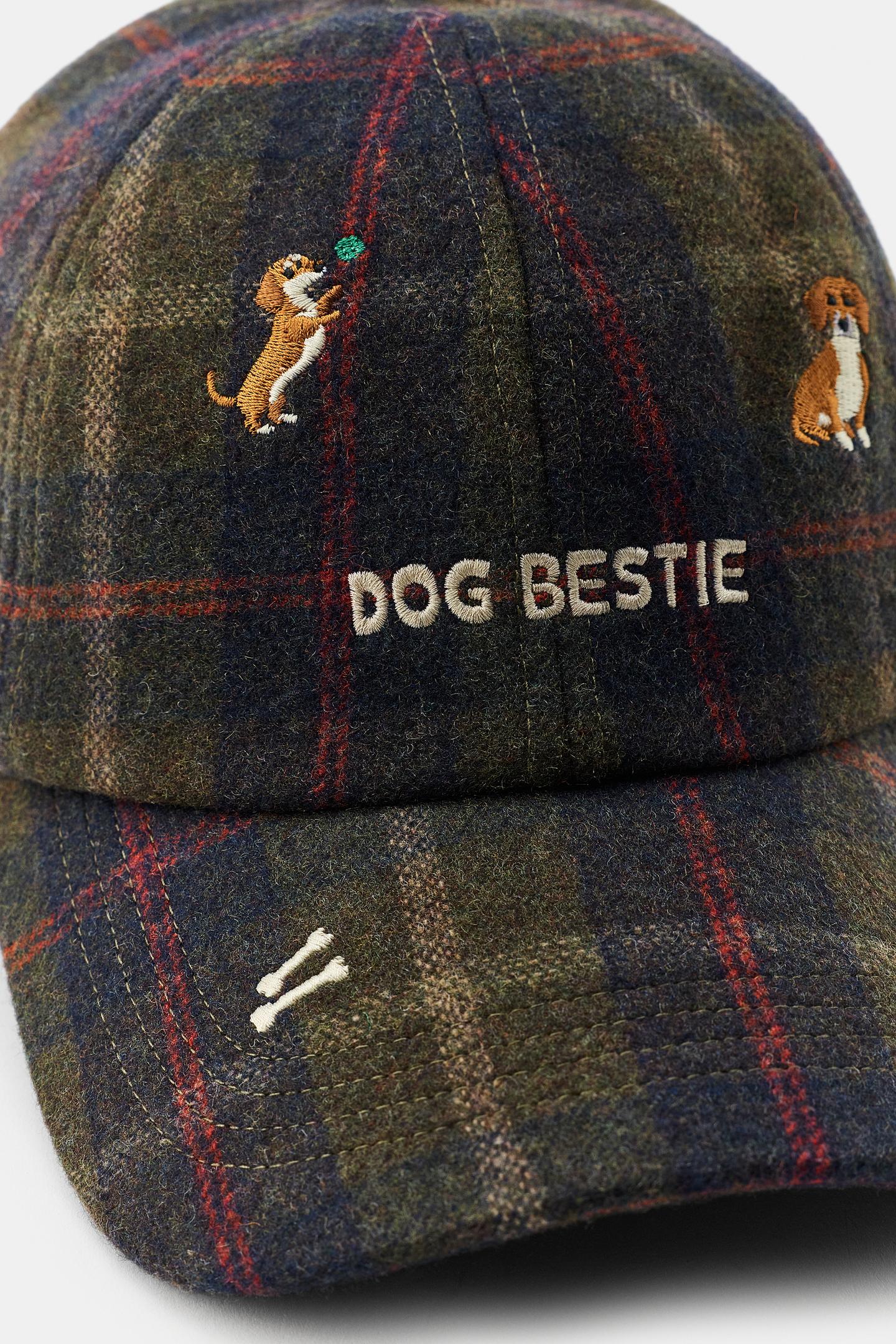 Женская кепка Zara Wool-Blend Plaid with Dog Embroidery, цвет: Зелёный — фото 4