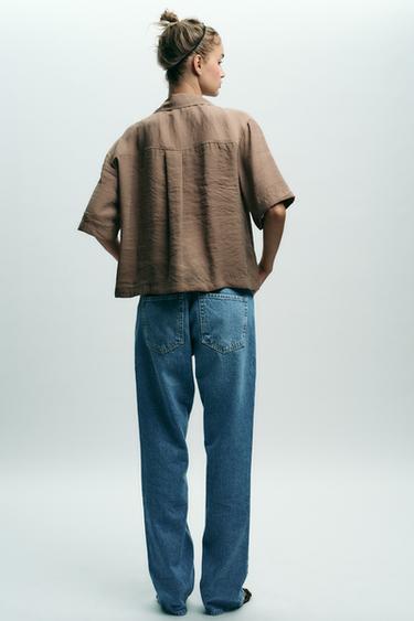 BLOUSE FLUIDE MANCHES COURTES - Marron / Taupe de Zara - Image 3