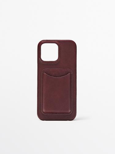 Funda iPhone pro max 16 piel napa - Rojo de Zara