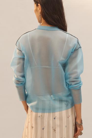 LIMITED EDITION SEMI-SHEER CARDIGAN - Aquamarine by Zara - Image 4
