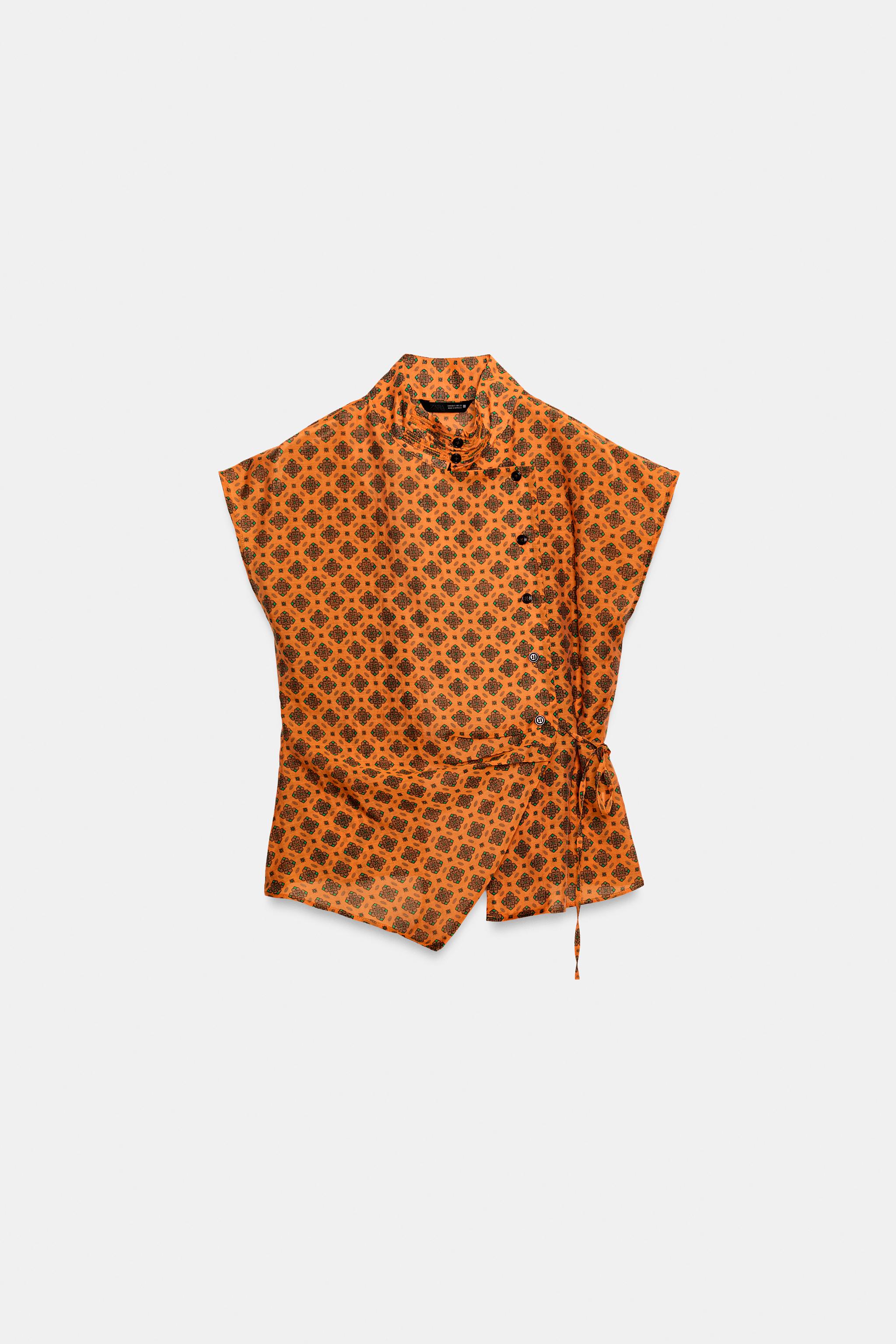 Женские блузки Zara PRINTED WRAP BLOUSE — фото 5