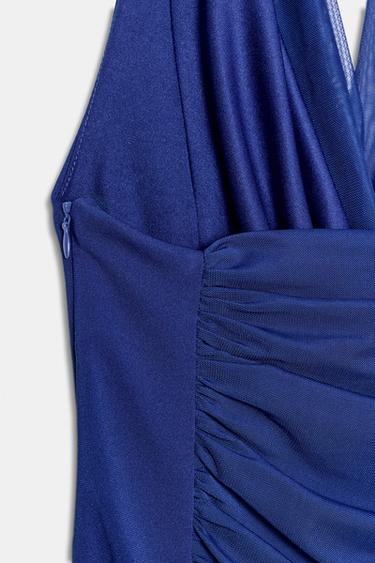 CONTRAST TULLE HALTER DRESS - Ink blue by Zara - Image 5