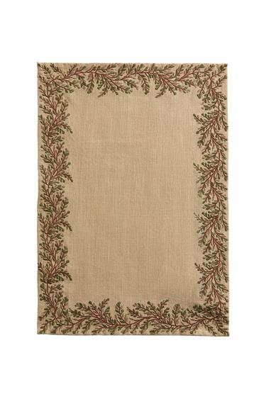 CHRISTMAS EMBROIDERED COTTON PLACEMAT - Green by Zara