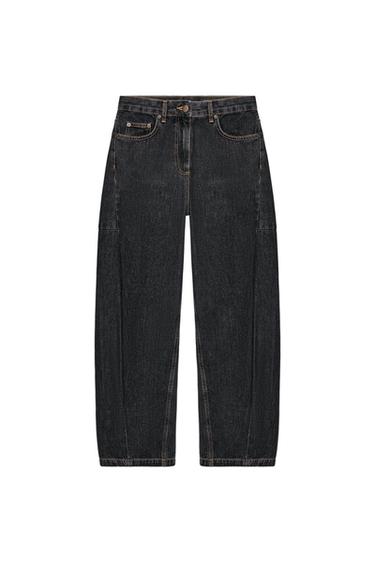 ZW COLLECTION ANKLE BALLOON MID-WAIST JEANS - Black by Zara