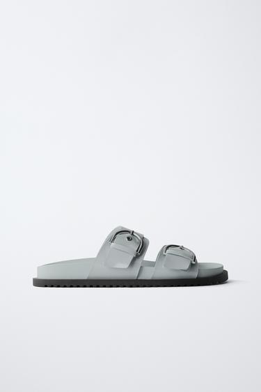 PATENT BUCKLE SANDALS - Blue by Zara