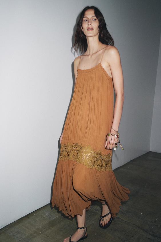 ZW COLLECTION WRINKLED EMBROIDERED DRESS