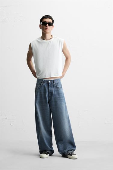 BALLOON WIDE-LEG JEANS - Mid-blue by Zara