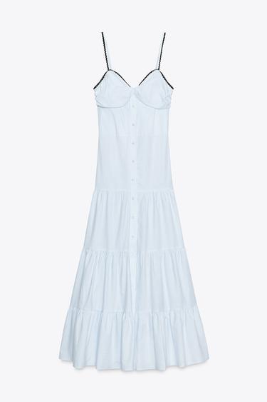 STRIPED MIDI DRESS - Blue/White by Zara - Image 7