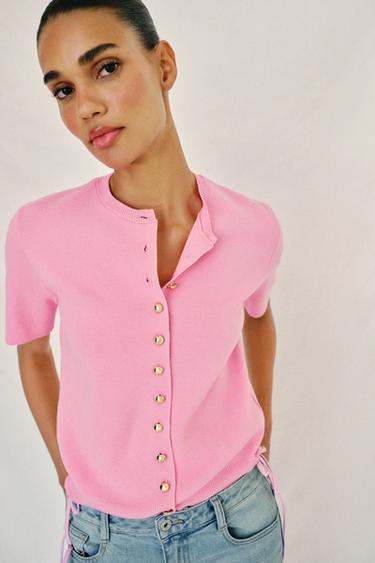 КАРДИГАН С КОРОТКИМИ РУКАВАМИ — РОЗОВЫЙ от Zara