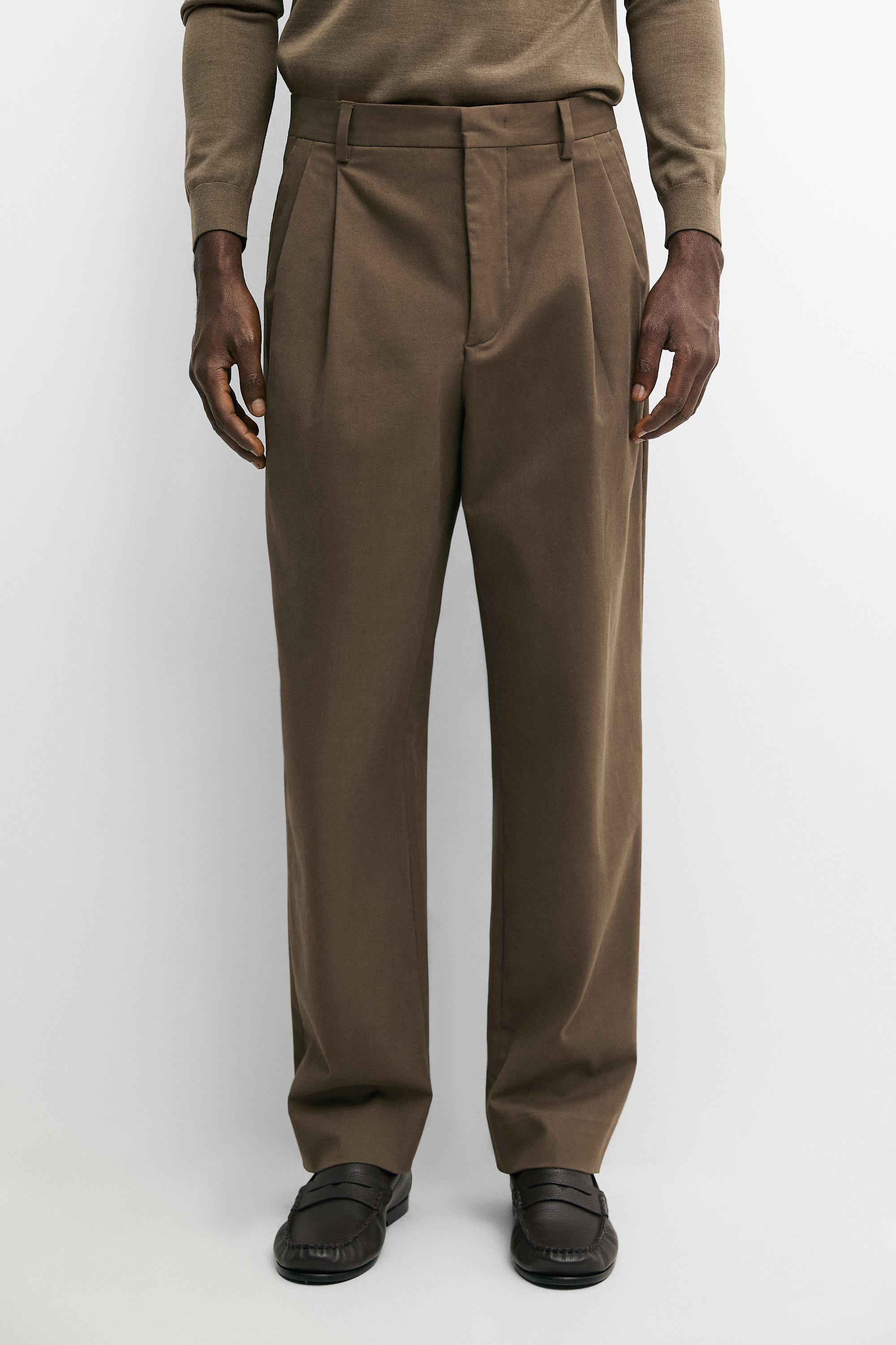 Cotton blend darted pants — Mid-camel