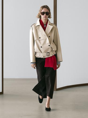 Zara Short trench coat with belt detail - Beige