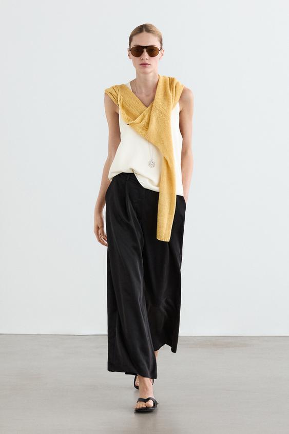 Flowing trousers with pleated details from Zara - $160