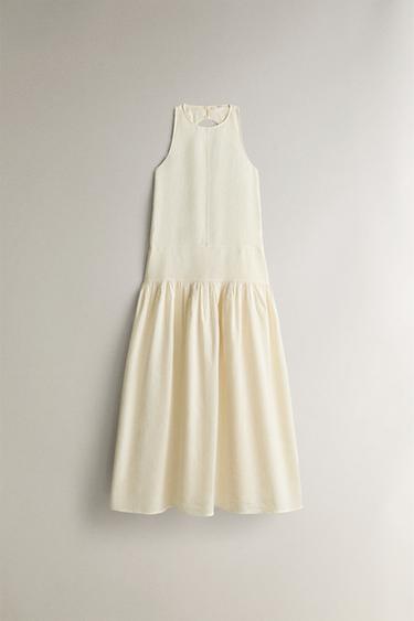 Zaras LÅNG STRANDKLÄNNING - Naturfärg - Bild 0