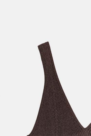 TOP EN MAILLE À BRETELLES - Marron de Zara - Image 6
