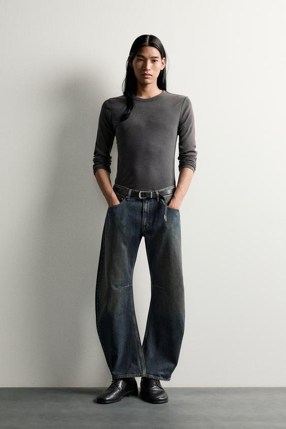 QUẦN JEANS STRAIGHT BARREL FIT - Màu xanh dương/Xanh lá từ Zara - Hình ảnh 0