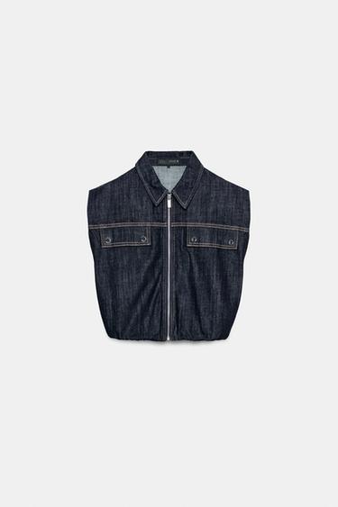 GILET Z1975 EN JEAN EFFET BALLON - Bleu de Zara - Image 7