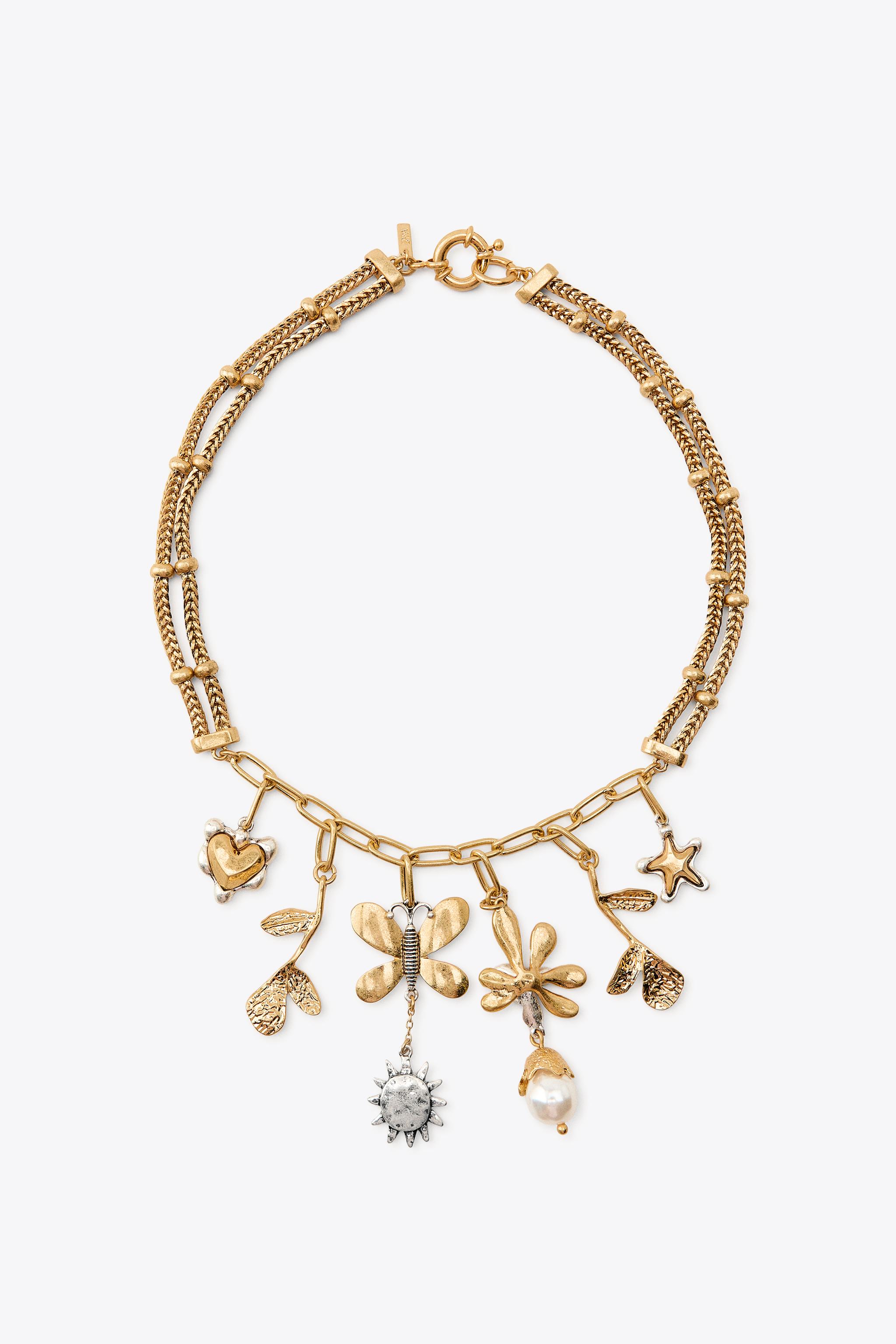 BUTTERFLY CHARM COMBINATION NECKLACE - Gold / Silver | ZARA