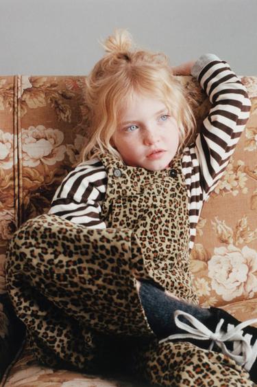 SALOPETTE EN MICRO-VELOURS CÔTELÉ ANIMAL PRINT - Vert clair de Zara - Image 4