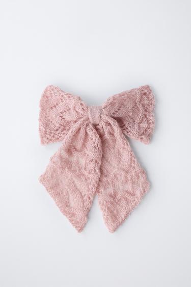 NOEUD PASSANT EN MAILLE AVEC LAINE ET ALPAGA - Rose / Blanc de Zara - Image 3